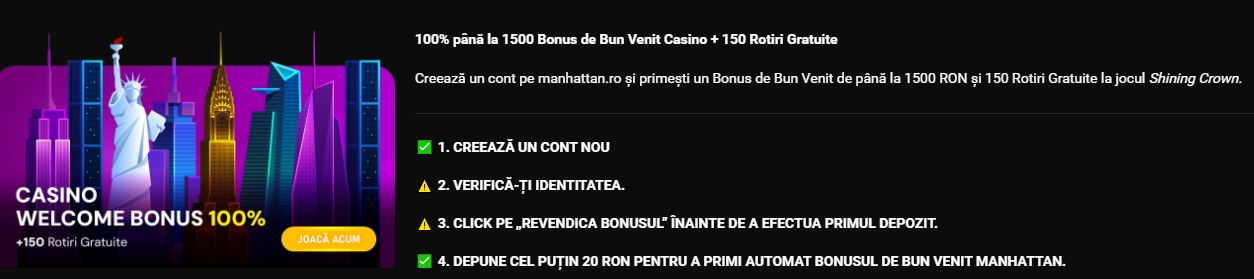 Revendică bonusul de bun venit 100% și 150 rotiri gratuite