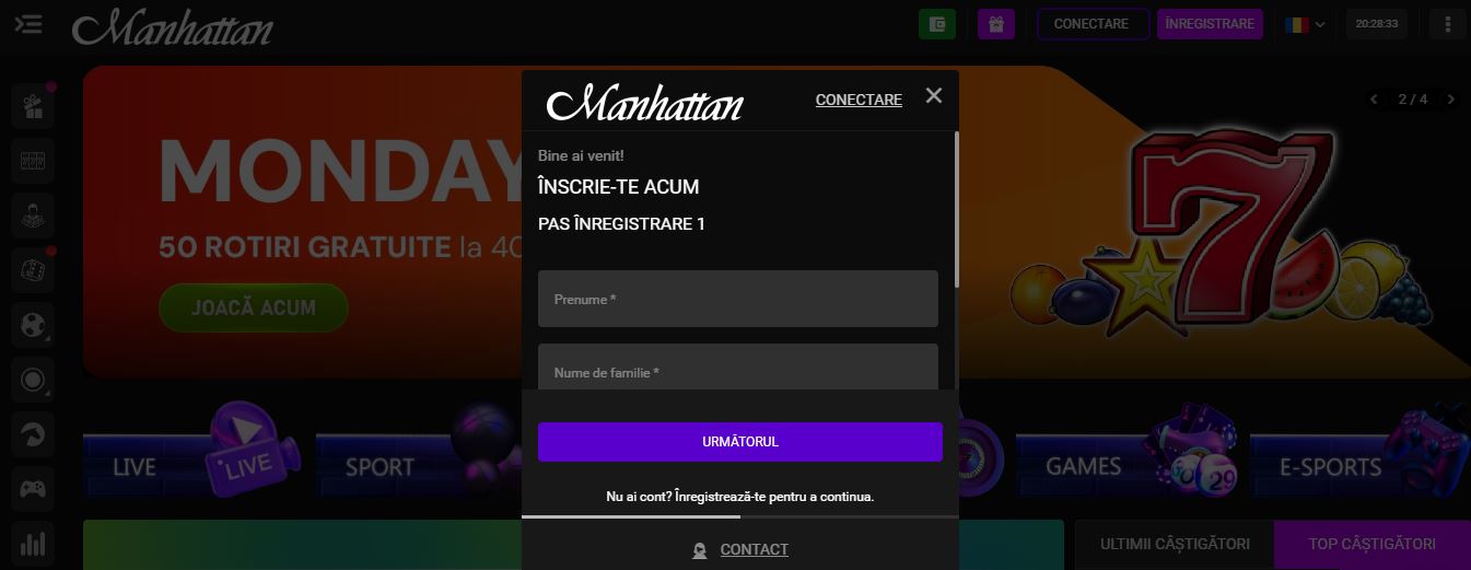 Completează formularul de înregistrare cu datele personale