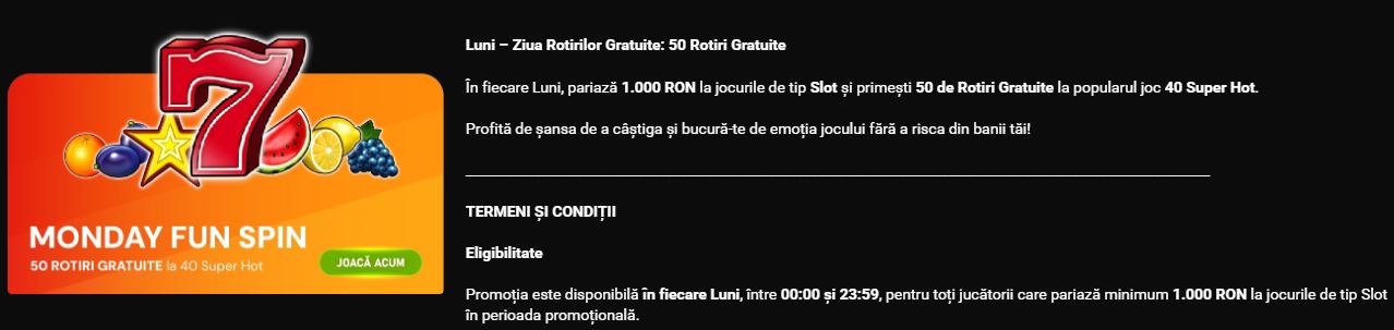 Câștigă 50 rotiri gratuite în fiecare luni la Manhattan