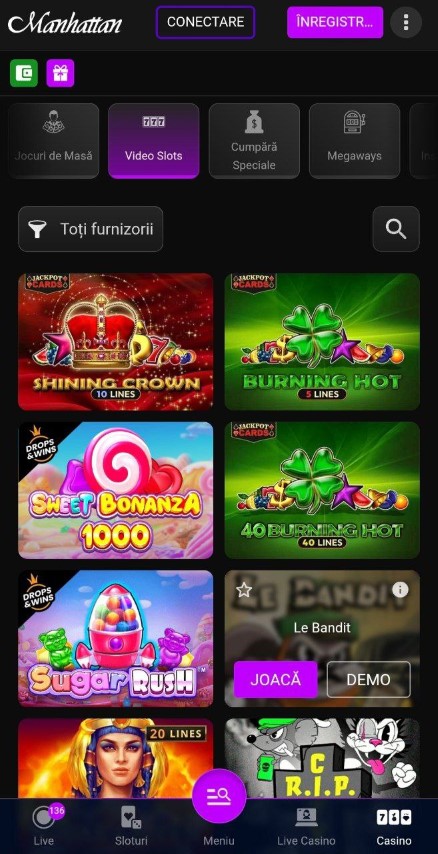 Joacă sloturi video în aplicația mobilă Manhattan Casino
